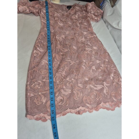 Adrianna Papell Women's Dress Size 8 V-Neck Bell Sleeves Embroidered Pink (63) - Picture 8 of 15